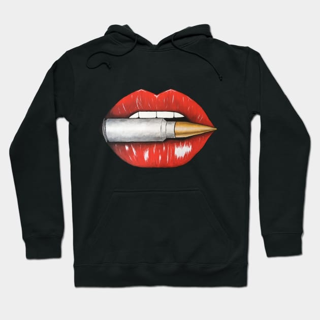 Red lipstick and a hoodie new arrivals